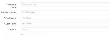 Registration form: company name and EU VAT number (without the module)