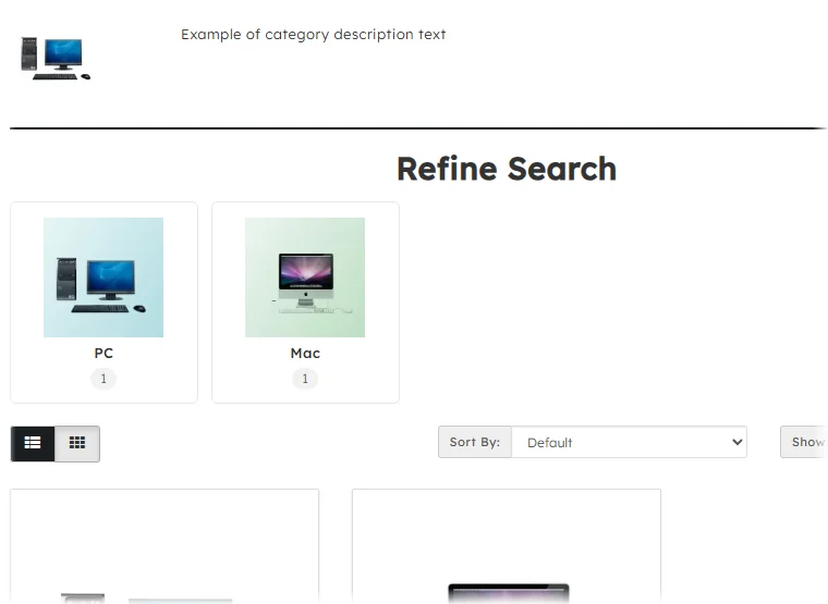 Desktops: the same, with product counts