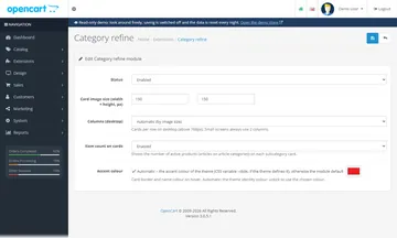 Category Refine: the settings page in the admin (admin)