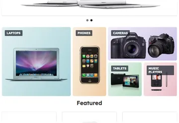 Home page: the five-tile mosaic with captions (storefront)