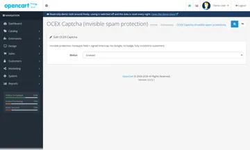 Invisible Captcha: the settings page in the admin (admin)