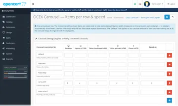 Carousel: the settings page in the admin (admin)