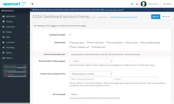 Account Dashboard: the settings page in the admin (admin)