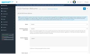 Partner Welcome: the settings page in the admin (storefront)