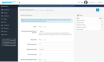 Partners: the settings page in the admin (admin)