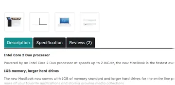MacBook: the tabs "Technical data" and "In the box" (without the module)