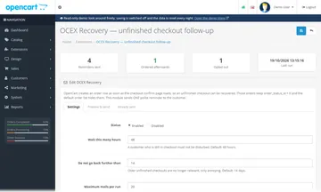 Recovery: the settings page in the admin (storefront)