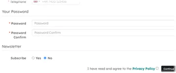 Registration form: the billing address block (without the module)