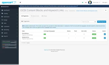 Content Blocks and Keyword Links: the settings page in the admin (admin)