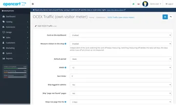 Traffic: the settings page in the admin (storefront)