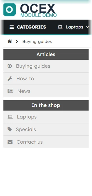 Article categories: the same module with its own blog items